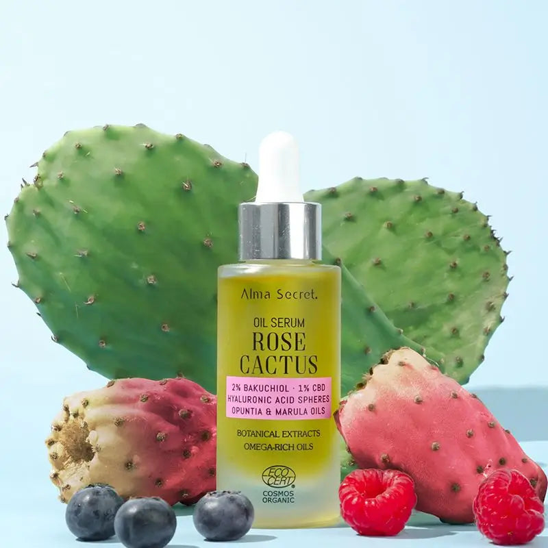 Alma Secret Sérum-Huile de cactus rose avec 2% de Bakuchiol, 1% de Cbd et A. Hyaluronic A.
