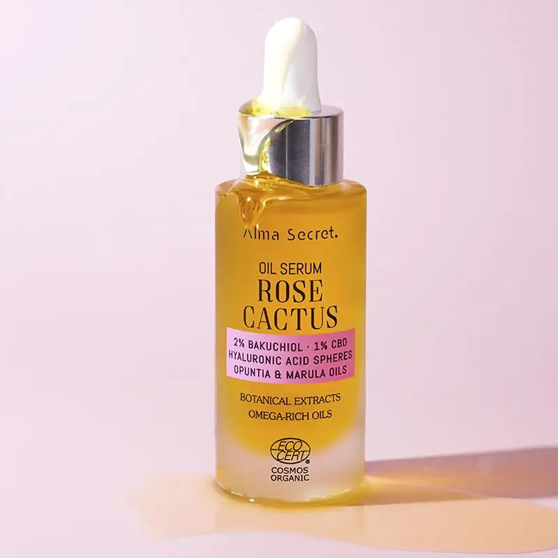 Alma Secret Sérum-Huile de cactus rose avec 2% de Bakuchiol, 1% de Cbd et A. Hyaluronic A.
