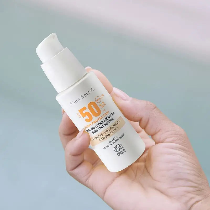 Alma Secret Solar Facial Natural Sunscreen Spf 50 With Ceramides, Anti-Blemish And Oil-Free (Colour : Sand)