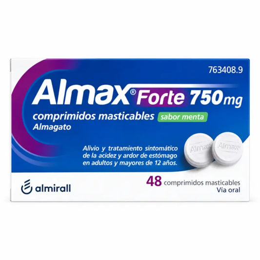 Almax Forte 750 mg Arôme Menthe Poivrée, 48 Comprimés