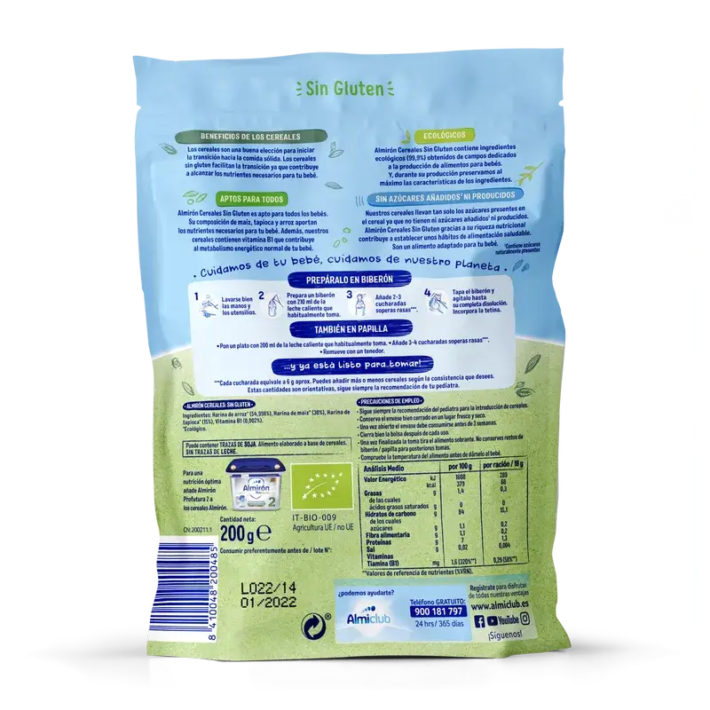 Céréales sans gluten biologiques Almirón, 200g