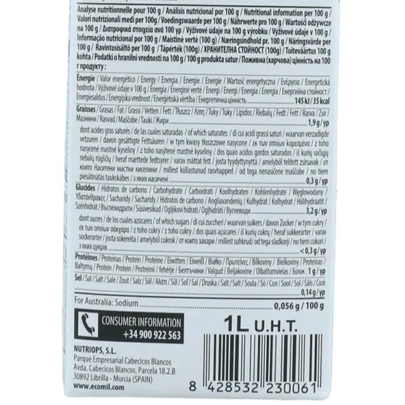Amande Ecomil Almond Drink Nature 1Lt 6Urds Bio S/A