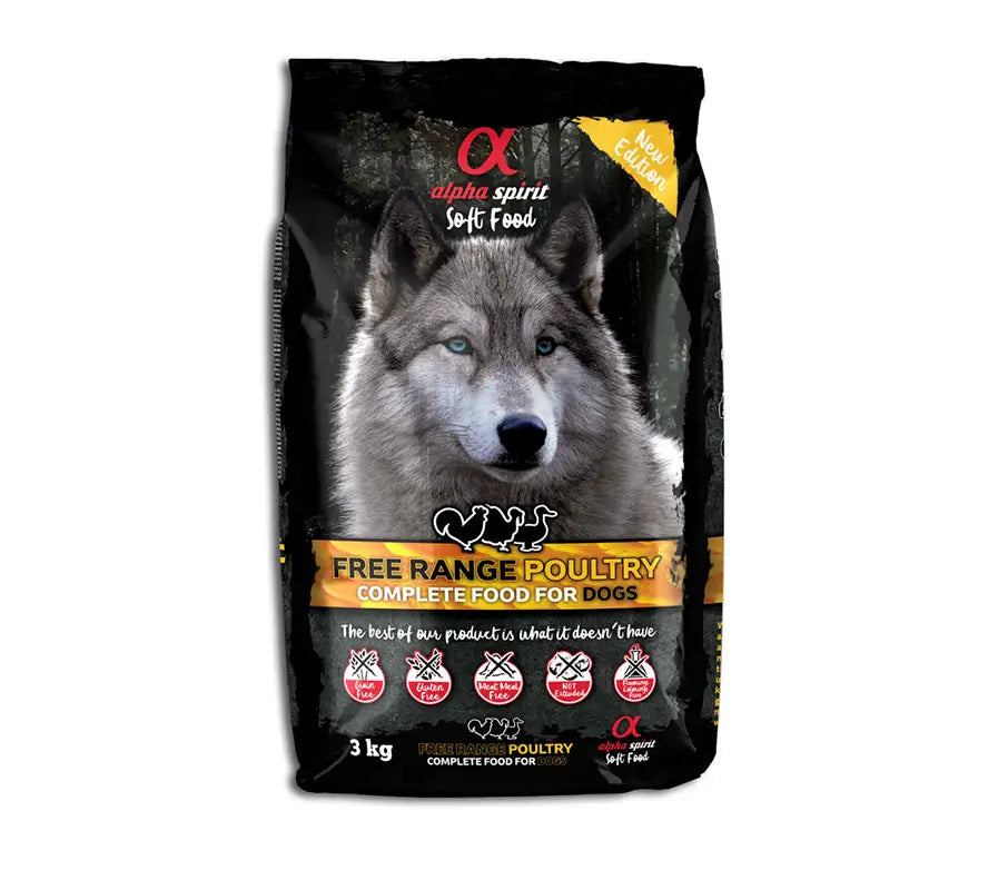 Alpha Spirit Canine Adult Poultry Semi-Humid 3kg, dog food for dogs