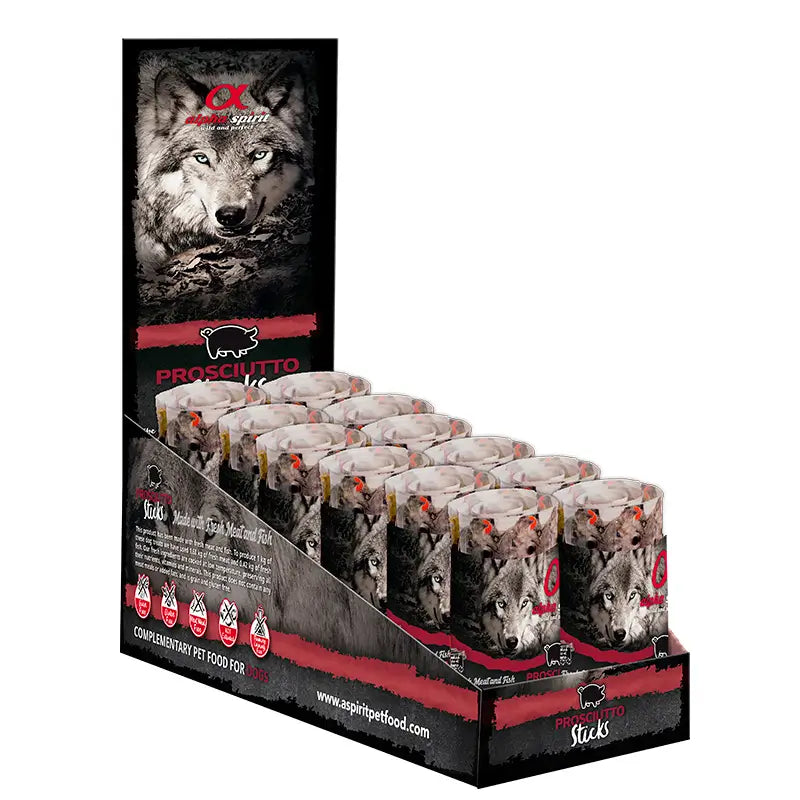 Alpha Spirit Canine Ristra Ham Box 12X160Gr, snack for dogs