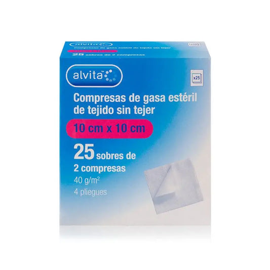 Alvita Sterile Non-Woven Gauze Pads 10 Cm X 20 Cm, 25 sachets of 2 pads