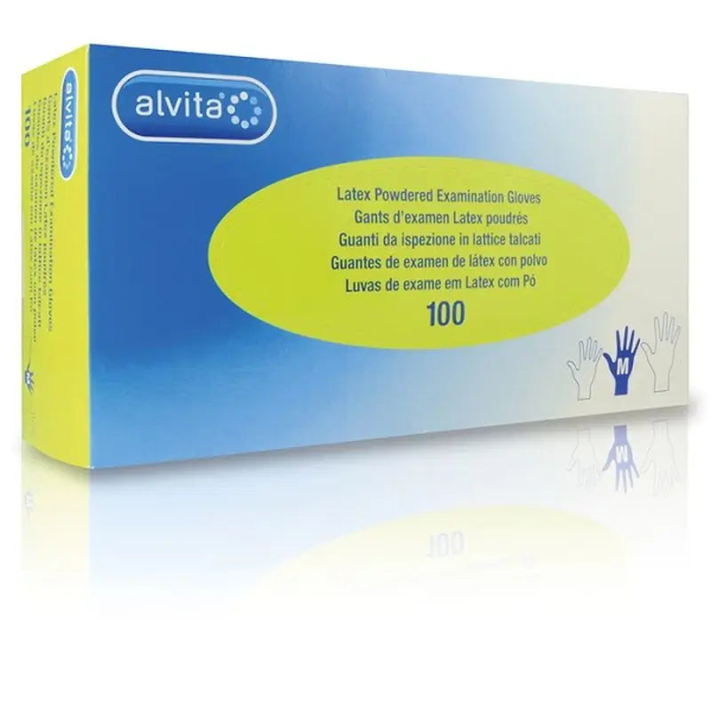 Alvita Powdered Latex Examination Gloves Size L, 100 pcs.