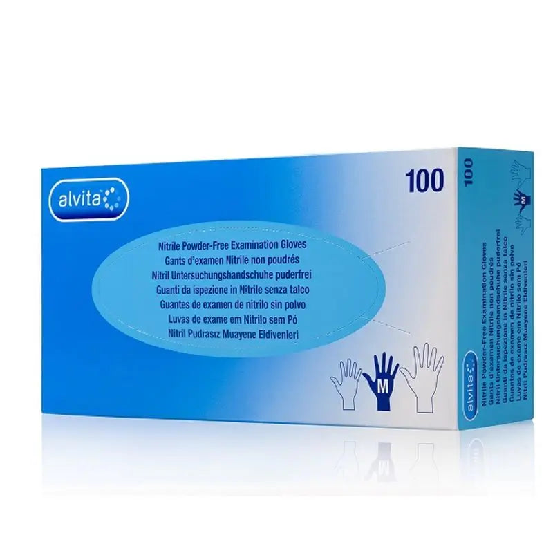 Alvita Powder Free Nitrile Examination Gloves Size S, 100 pcs.