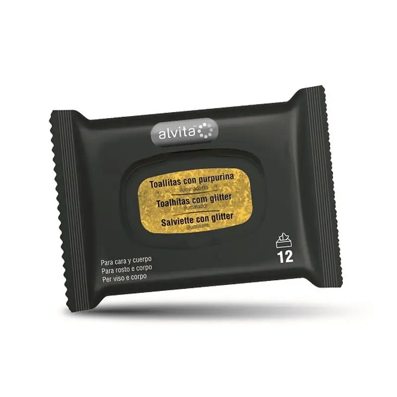 Alvita Glitter Wipes, 12 Units