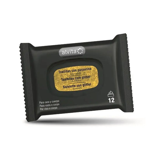 Alvita Glitter Wipes, 12 Units