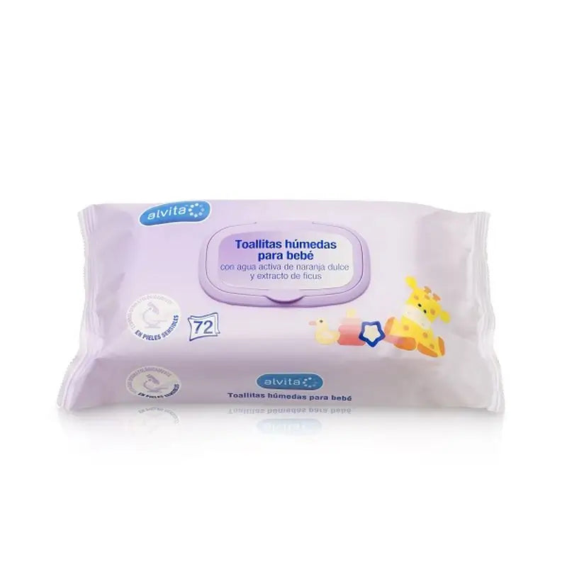 Alvita Baby Wet Wipes, 72 units