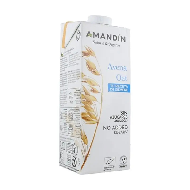 Amandin Boisson végétale aux flocons d'avoine 0% sucres 1Lt 6Pcs. Bio