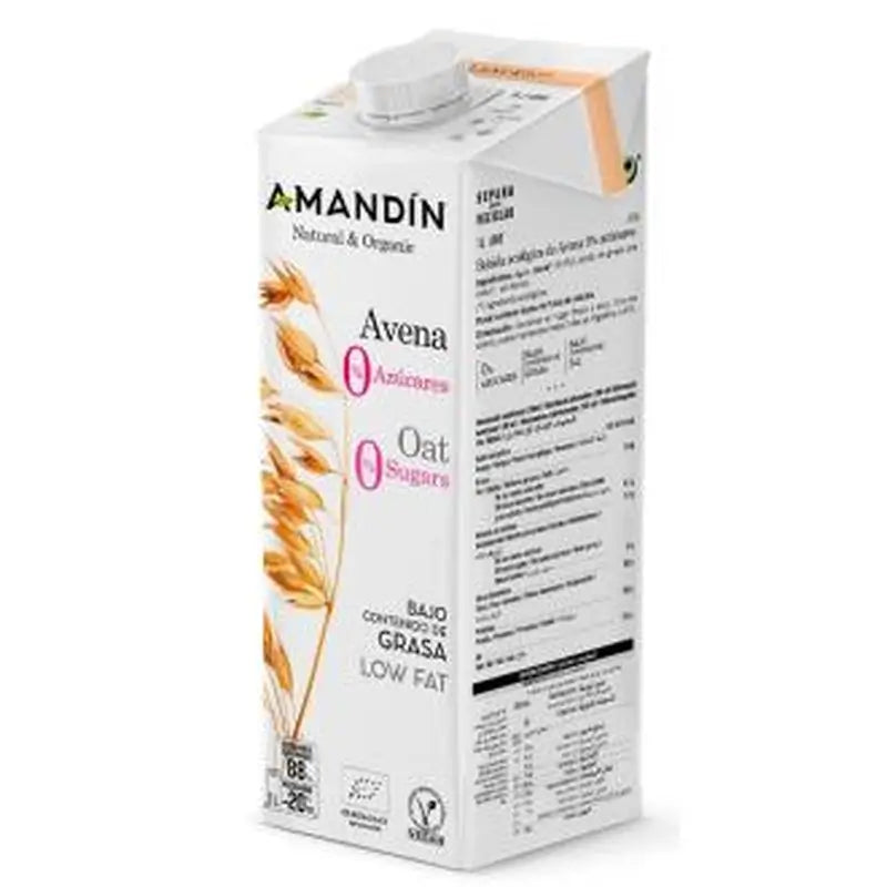 Amandin Oatmeal Vegetable Drink 0% Sugars 1Lt 6Pcs. Bio
