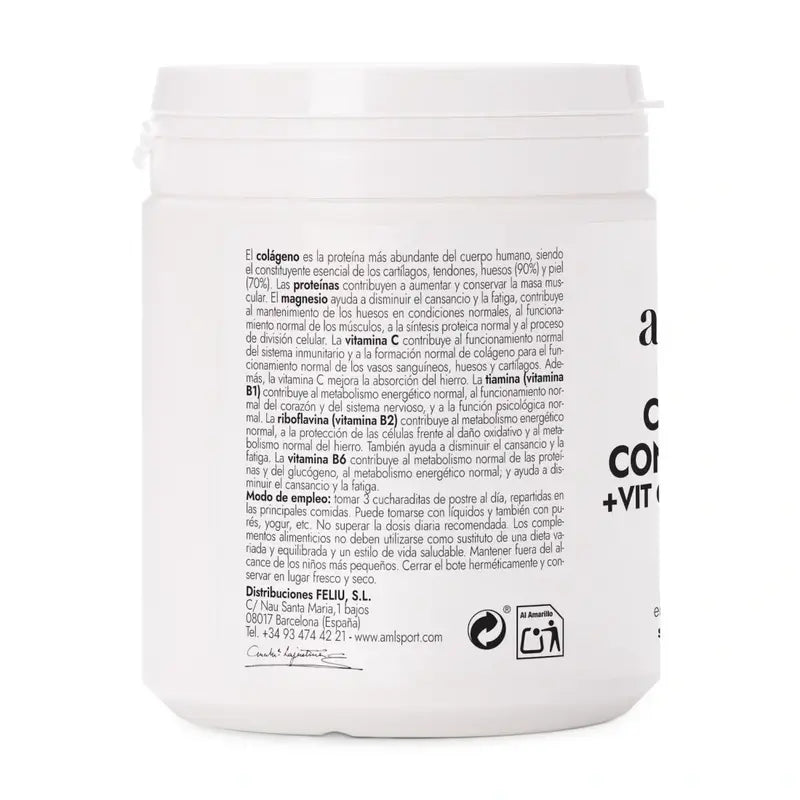 AML SPORT Collagène avec Magnésium + Vitamine C + Vitamine B1 B2 B6 Goût fraise, 350 g