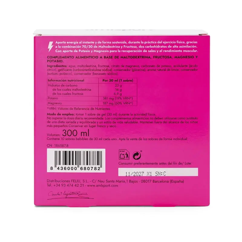AML SPORT Glucomag 70/30 gel goût citron, 10 sachets de 30 ml