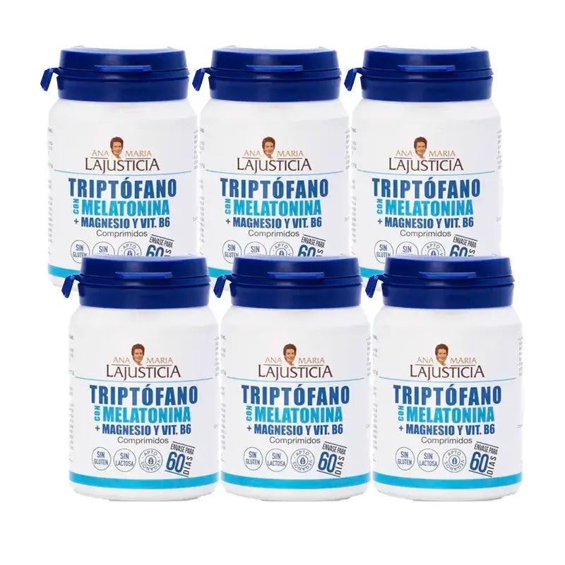 Ana Maria Lajusticia Tryptophan with Melatonin + Magnesium and Vitamin B6, Pack 6 x 60 tablets