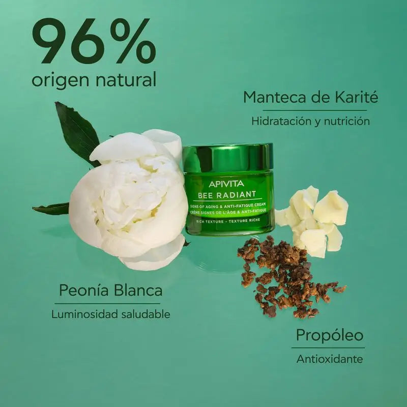 APIVITA Crème anti-âge et anti-fatigue radieuse à la pivoine blanche et à la propolis brevetée