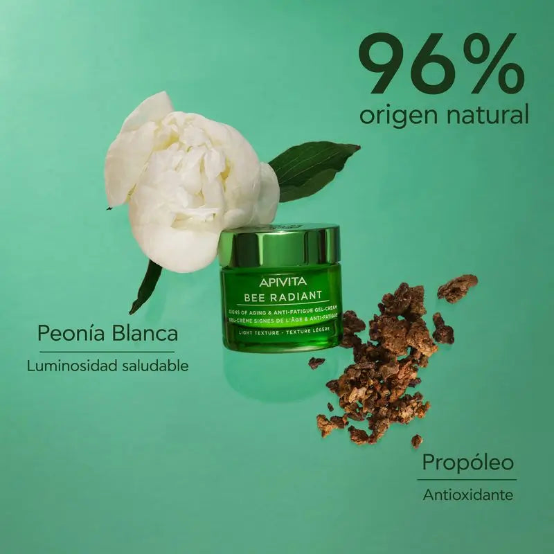 APIVITA Gel-crème anti-âge et anti-fatigue à la pivoine blanche et à la propolis brevetée.