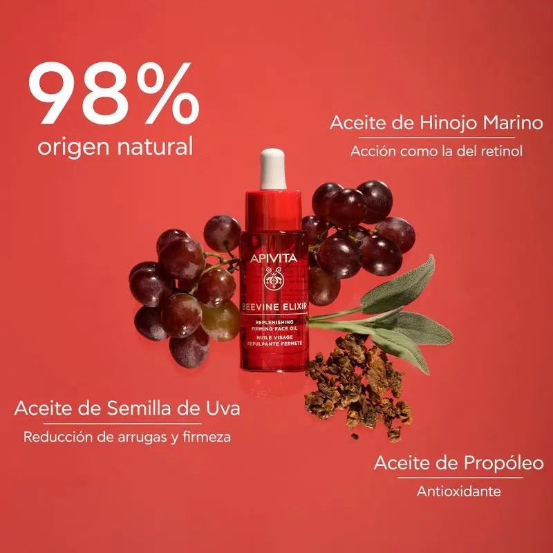 Apivita Beevine Elixir Revitalisant - Raffermissant - Huile visage anti-rides, 30 ml