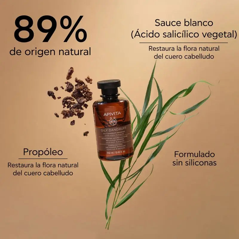 APIVITA Shampooing antipelliculaire gras au saule blanc et à la propolis 250 ml