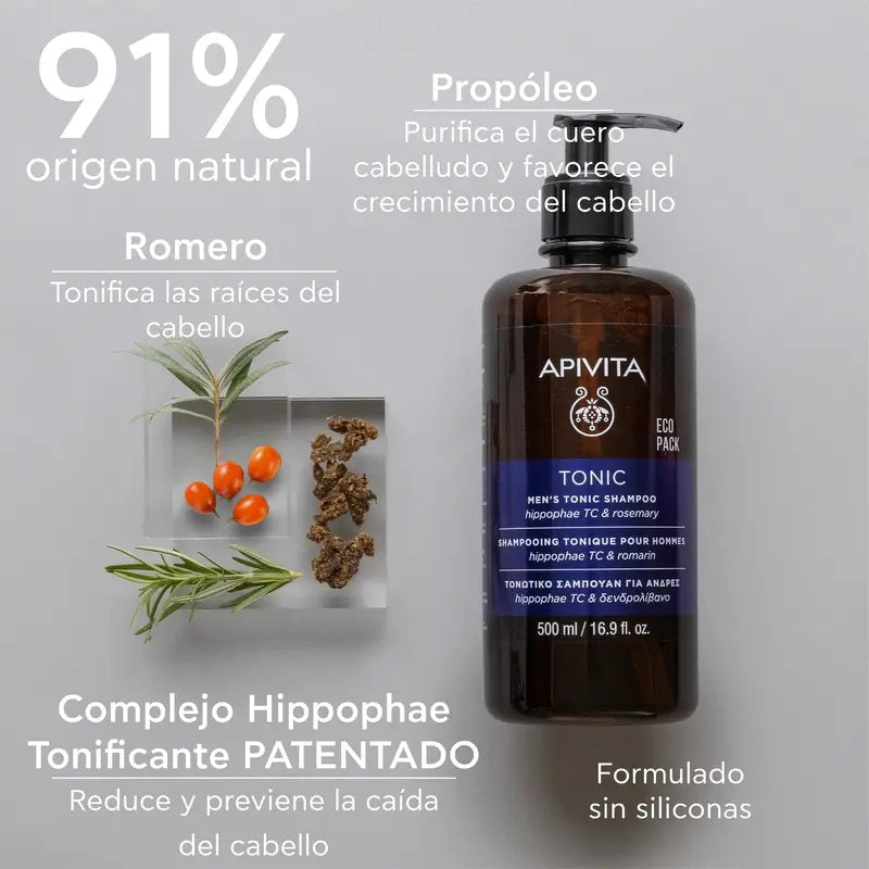 Apivita Men Shampooing tonifiant contre la chute des cheveux 500 ml