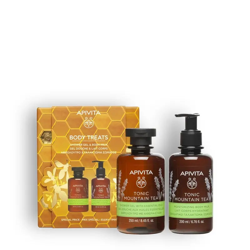 Apivita Box - Tonic Mountain Tea Gel + Body Milk 200Ml, 2 unités