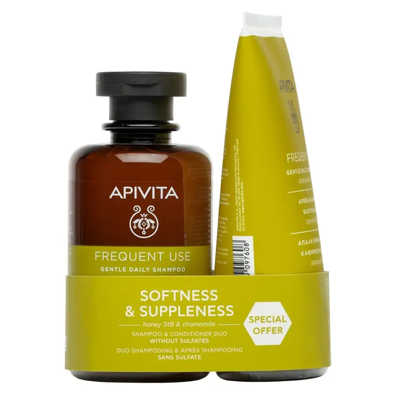 Apivita Hair Care Daily Use Pack Gentle Shampoo + Conditioner , 250 + 150 ml