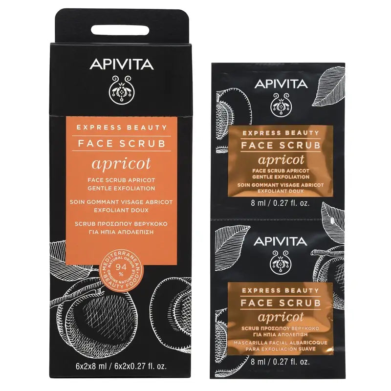 Apivita Express Beauty Apricot Exfoliating Scrub, 2x8 ml