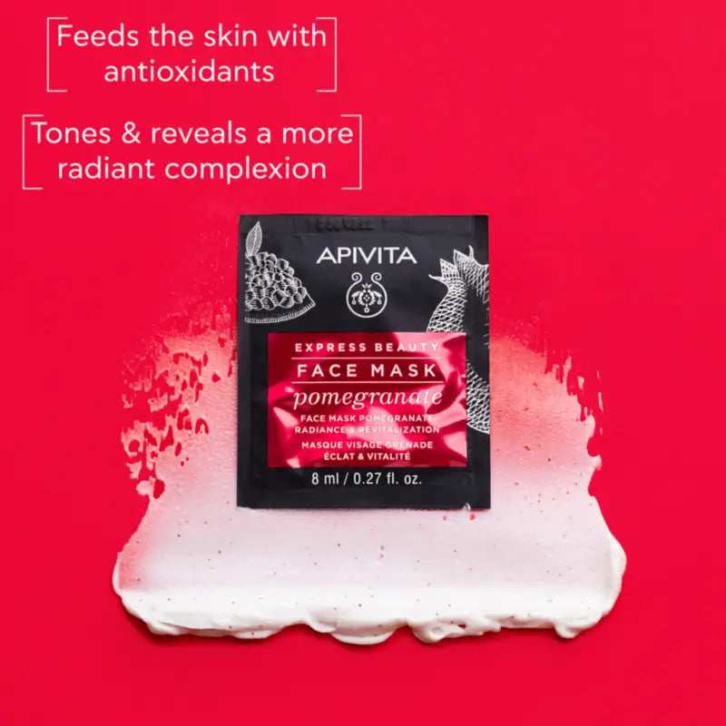 Apivita Express Beauty Masque facial à la grenade - Éclaircissant et revitalisant, 2x8 ml