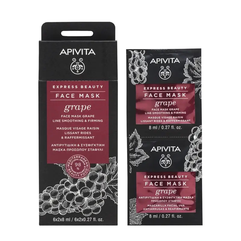 Apivita Express Beauty Grape Face Mask - Anti-Wrinkle, 2x8 ml