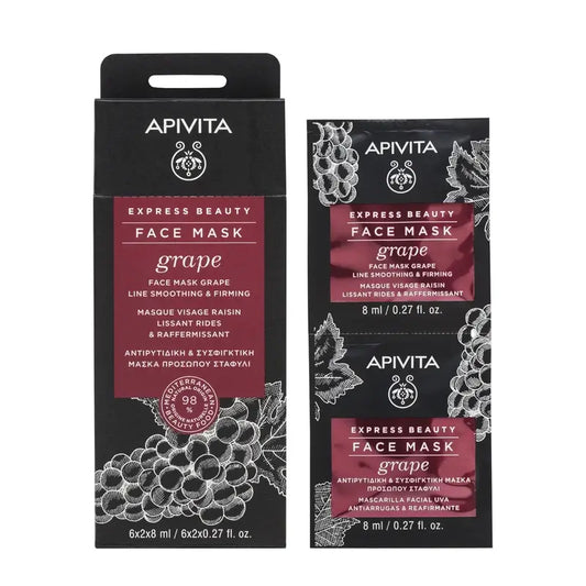 Apivita Express Beauty Grape Face Mask - Anti-Wrinkle, 2x8 ml
