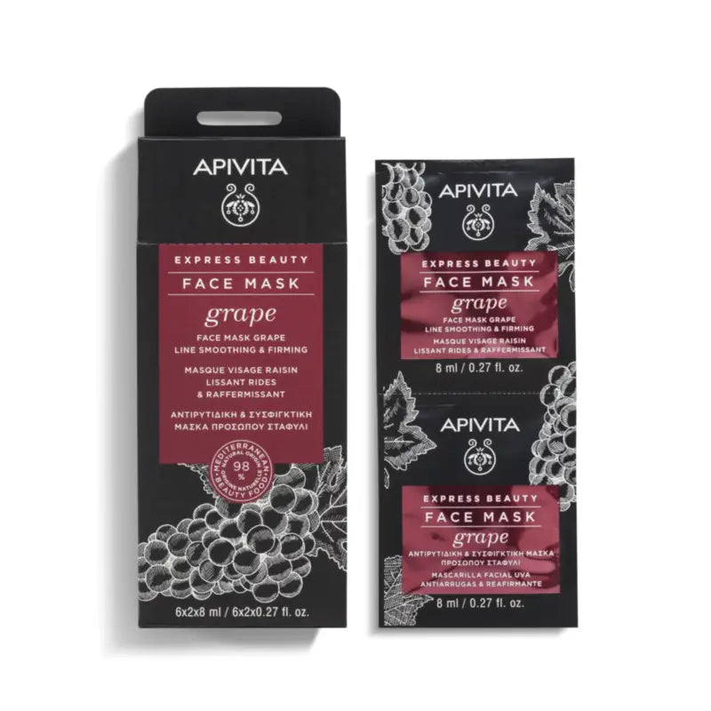 Apivita Express Beauty Grape Face Mask - Anti-rides, 2x8 ml