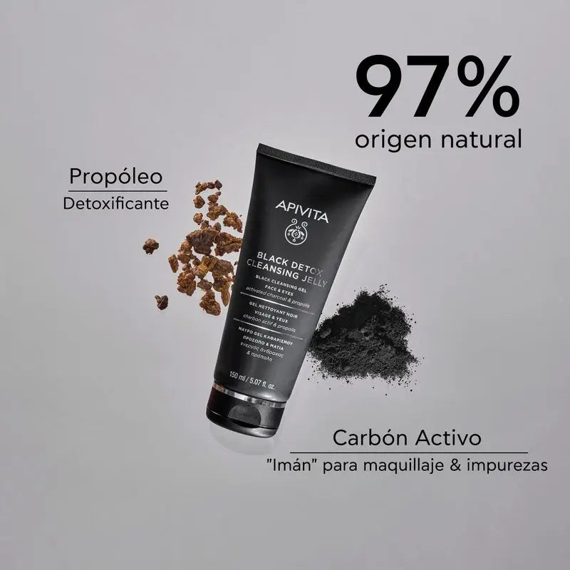APIVITA Black Detox Cleanser avec charbon actif et propolis 150 ml