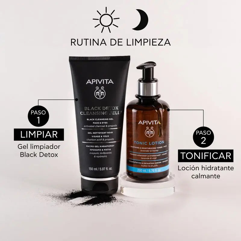 APIVITA Black Detox Cleanser avec charbon actif et propolis 150 ml