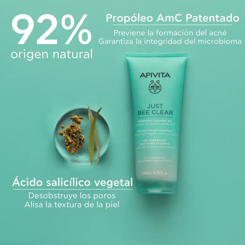 Apivita Just Bee Clear Gel nettoyant purifiant, 200 ml