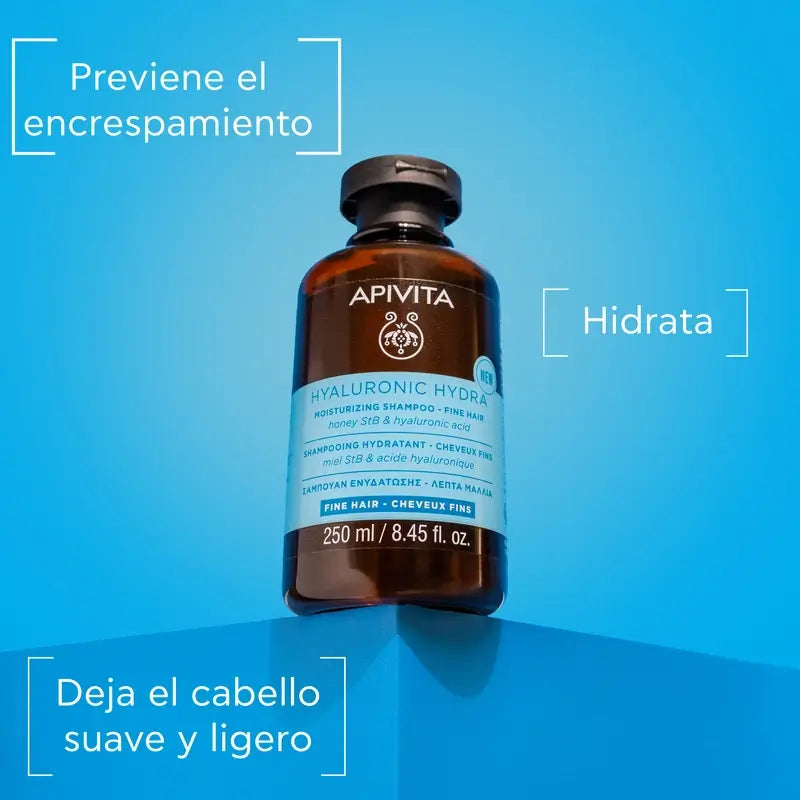 Apivita Hydra Hyaluronic Shampooing Hydratant Cheveux Fins, 250 Ml