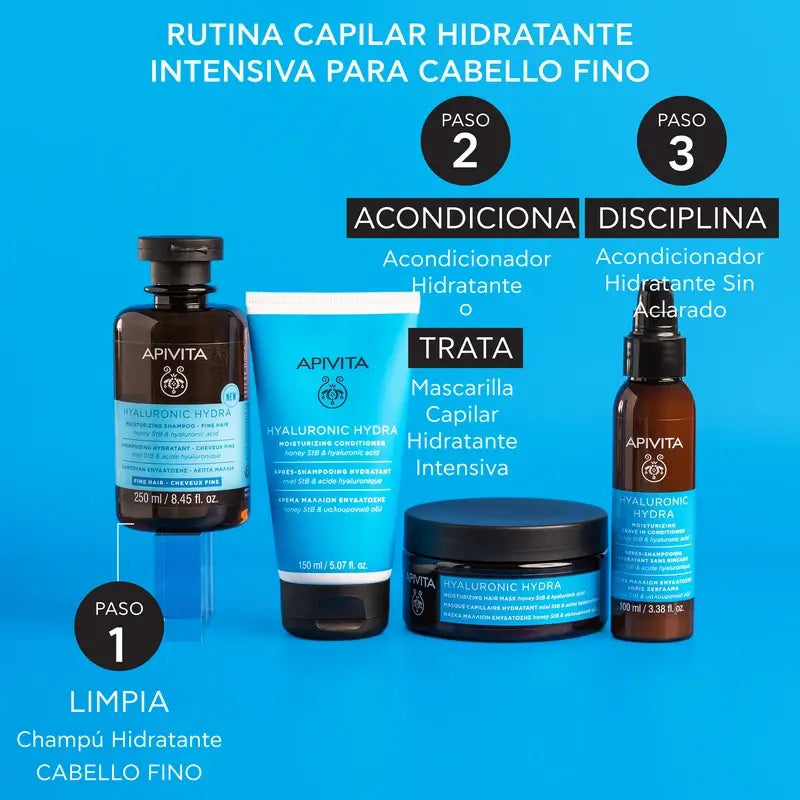 Apivita Hydra Hyaluronic Shampooing Hydratant Cheveux Fins, 250 Ml