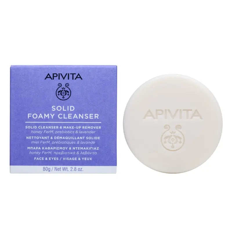 Apivita Cleanser & Make-up Remover Nettoyant solide pour le visage et les yeux, 80 G