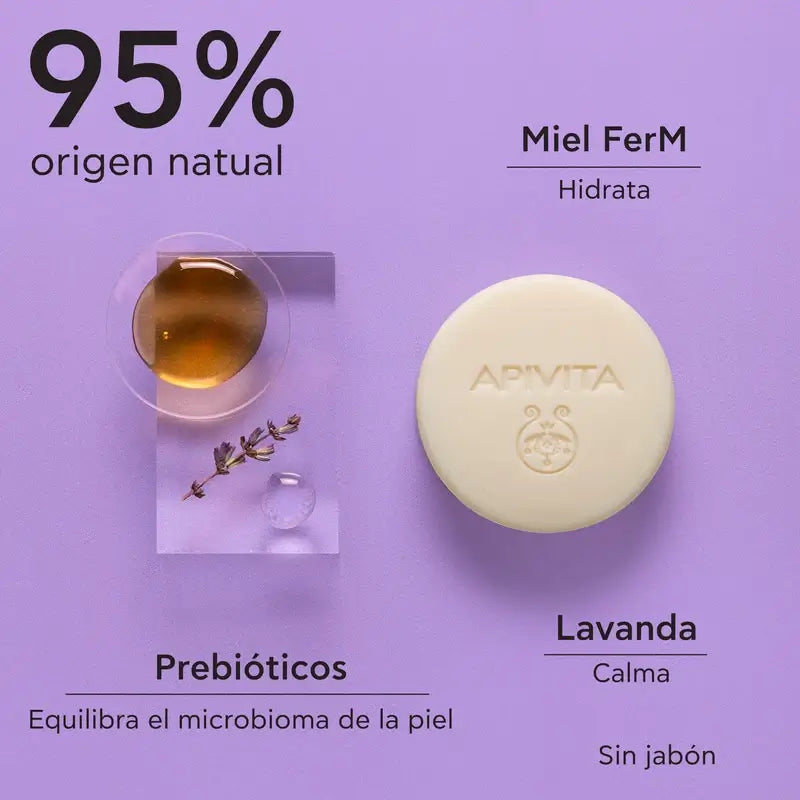 Apivita Cleanser & Make-up Remover Nettoyant solide pour le visage et les yeux, 80 G