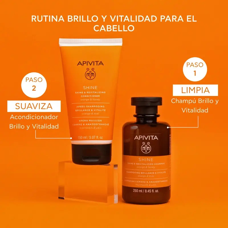 APIVITA Conditionneur Shine & Vitality pour tous types de cheveux à l'orange et au miel 150 ml