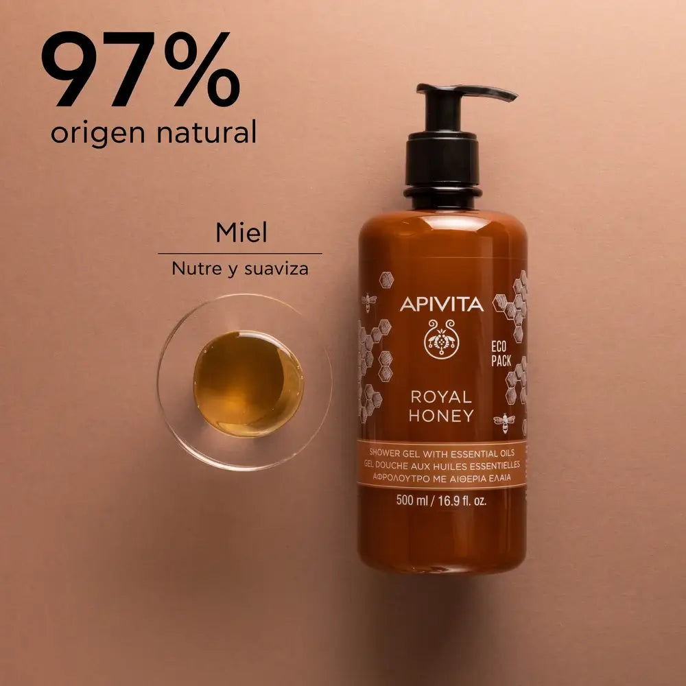 APIVITA Gel douche crémeux au miel royal et aux huiles essentielles, 500 ml
