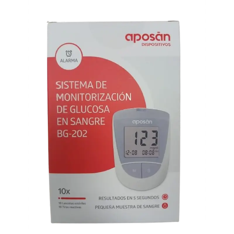 Aposan Blood Glucose Monitoring System Bg-02, 10 lancets + 10 strips