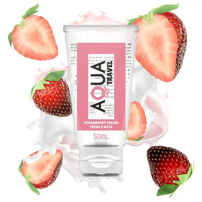 Aqua Travel Water Based Lubricant Strawberry & Cream Flavour - 50 Ml
