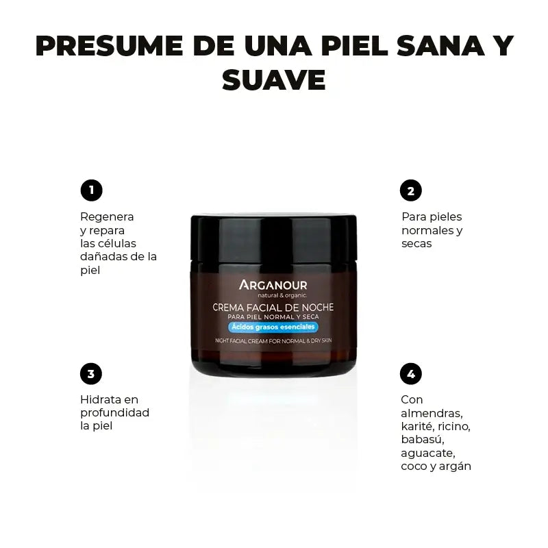 Arganour Crème de nuit anti-âge pour le visage, 50 Ml