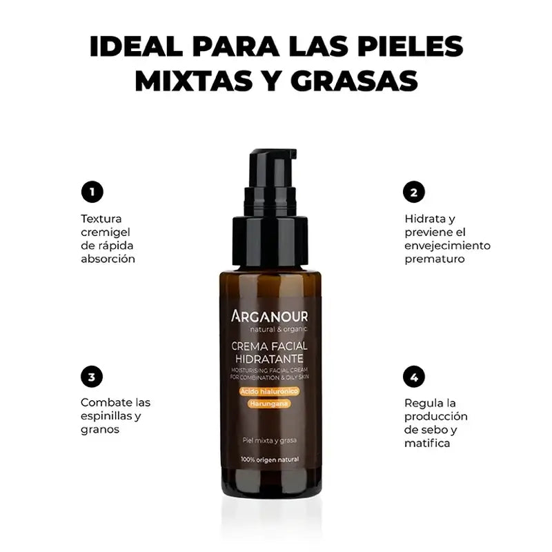 Crème de visage Arganour pour peau grasse/mixte, 50 Ml