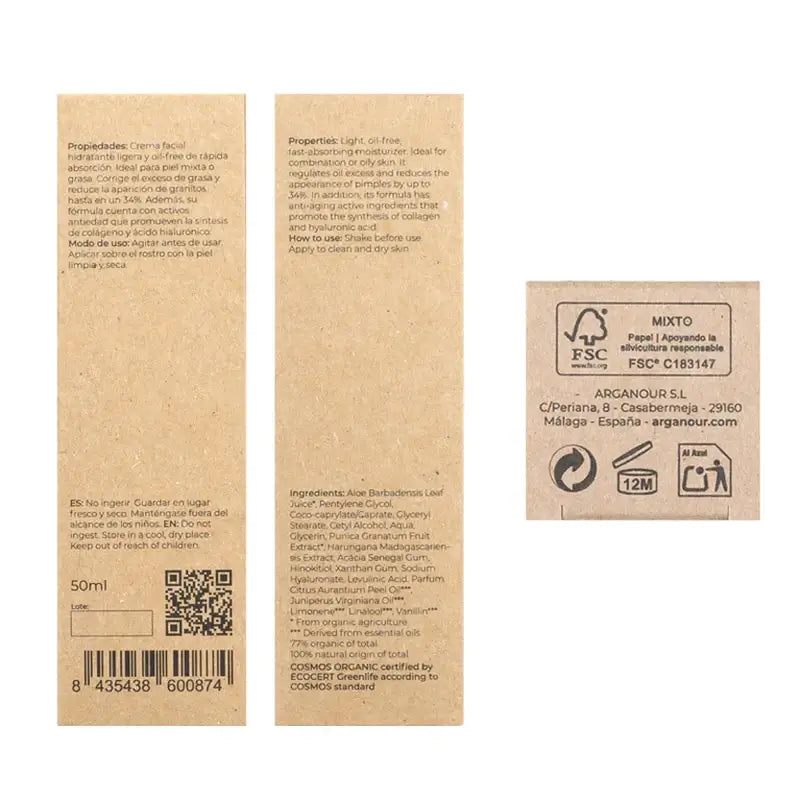 Crème de visage Arganour pour peau grasse/mixte, 50 Ml