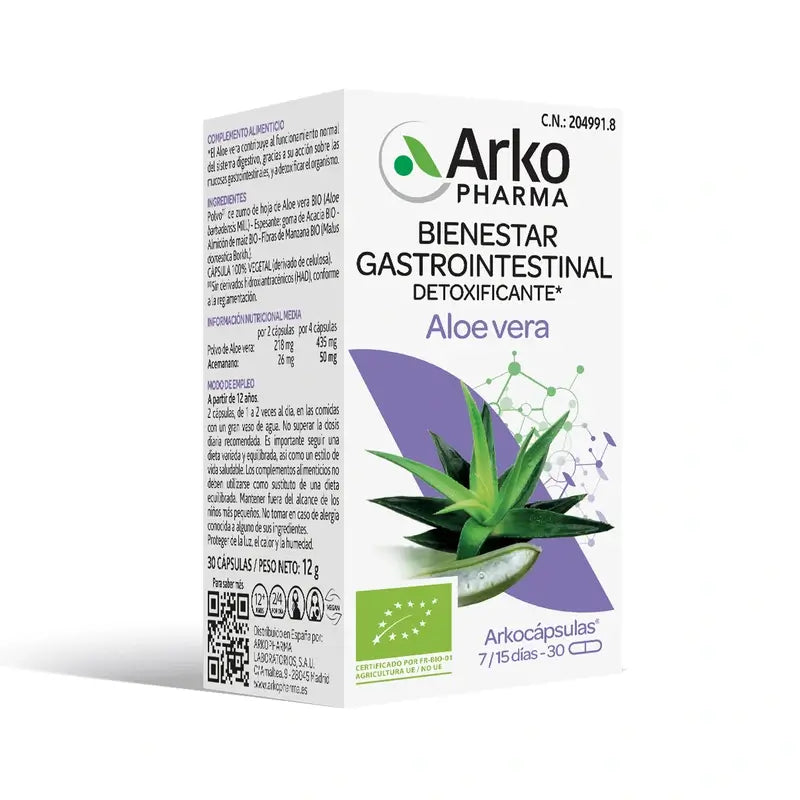 Arkopharma Arkocápsulas Aloe Vera Bio, 30 capsules