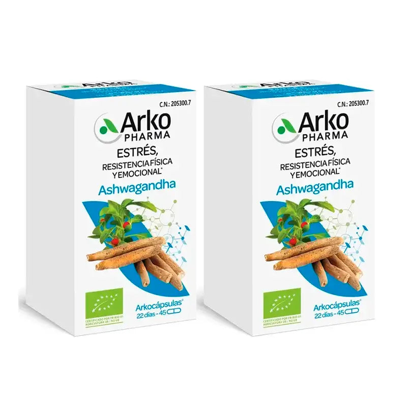 Arkopharma Arkocápsulas Ashwagandha Bio, 2X45 Capsules