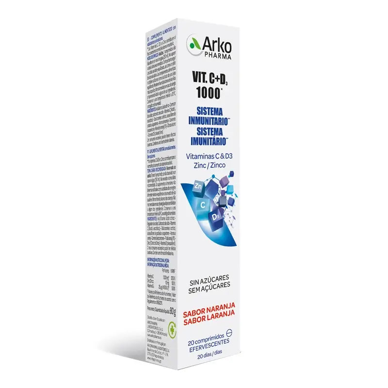 Arkopharma Vitamin C&D3 1000 mg + Effervescent Zinc, 20 tablets