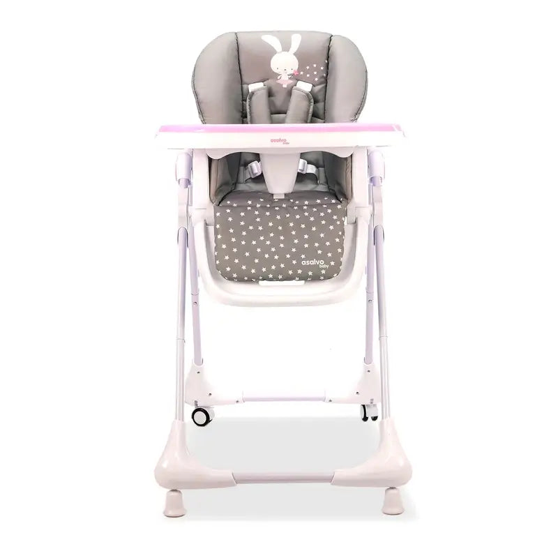 Chaise haute à roulettes Asalvo Pink Bunny