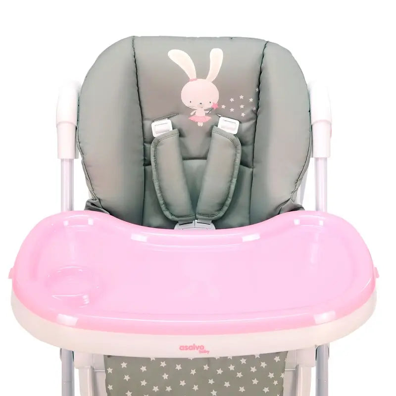 Chaise haute à roulettes Asalvo Pink Bunny